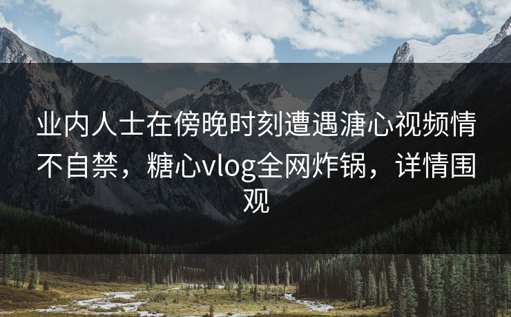 业内人士在傍晚时刻遭遇溏心视频情不自禁，糖心vlog全网炸锅，详情围观