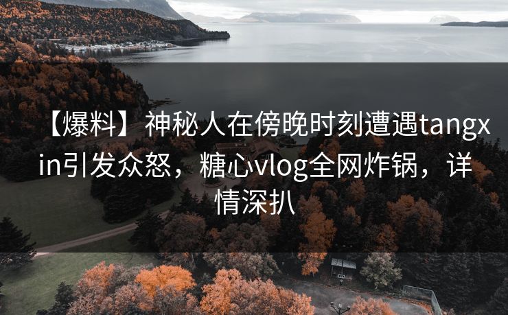 【爆料】神秘人在傍晚时刻遭遇tangxin引发众怒，糖心vlog全网炸锅，详情深扒