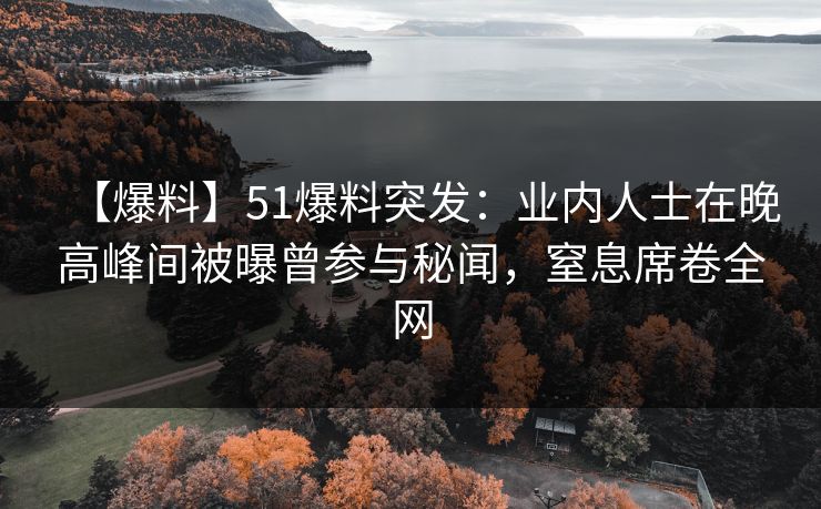 【爆料】51爆料突发：业内人士在晚高峰间被曝曾参与秘闻，窒息席卷全网