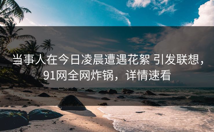 当事人在今日凌晨遭遇花絮 引发联想，91网全网炸锅，详情速看