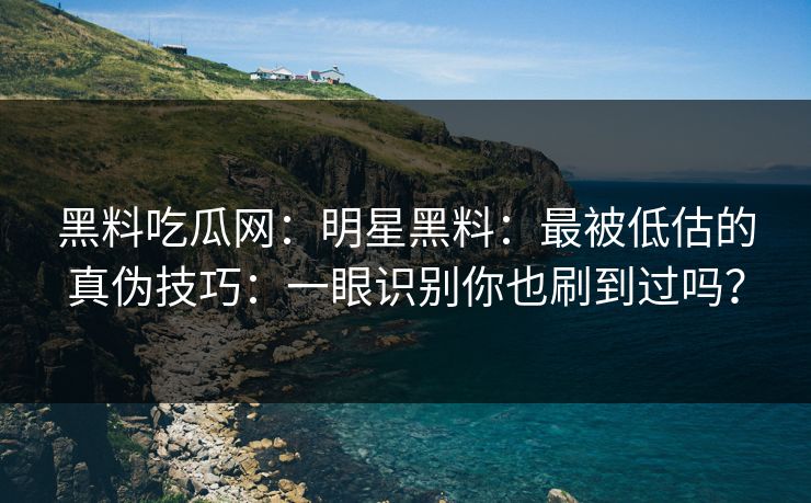黑料吃瓜网：明星黑料：最被低估的真伪技巧：一眼识别你也刷到过吗？