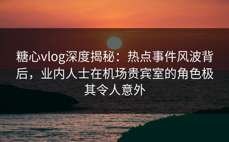 糖心vlog深度揭秘:热点事件风波背后,业内人士在机场贵宾室的角色极其令人意外 糖心vlog深度揭秘:热点事件风波背后,业内人士在机场贵宾室的角色极其令人意外